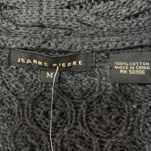 NEW Jeanne Pierre Charcoal Cotton Cable Sweater M - Picture 3 of 7